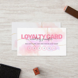 Aquarell Rosa Gold Chic Nägel Schönheitssalon Treuekarte