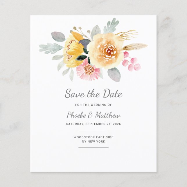 Aquarell Rosa Gold Floral Moderne Botanische Küche (Vorderseite)