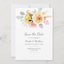 Aquarell Rosa Gold Floral Moderne Botanische Küche Save The Date
