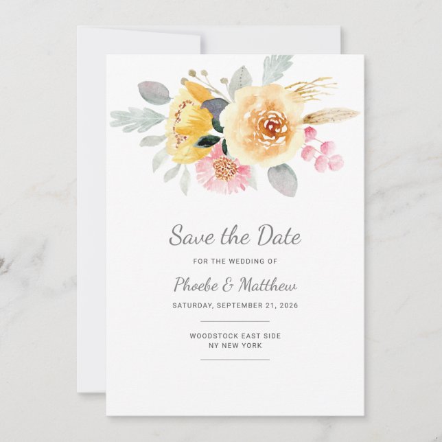 Aquarell Rosa Gold Floral Moderne Botanische Küche Save The Date (Vorderseite)
