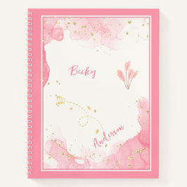 Aquarell Rosa, goldene Funken und Du Notizbuch
