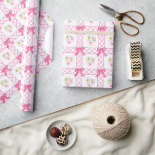 Aquarell Rosa & Grün Bogen Mahjong Geschenkpapier