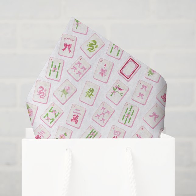 Aquarell Rosa & Grün Bogen Mahjong Seidenpapier (Geschenktüte)