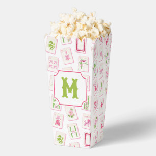 Aquarell Rosa & Grün Schleife Mahjong Kacheln Mono Geschenkschachtel