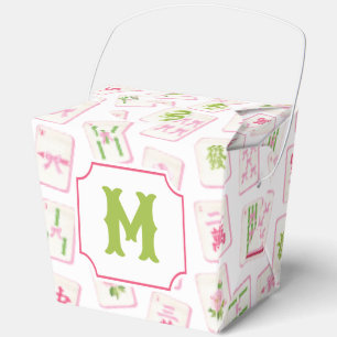 Aquarell Rosa & Grün Schleife Mahjong Kacheln Mono Geschenkschachtel