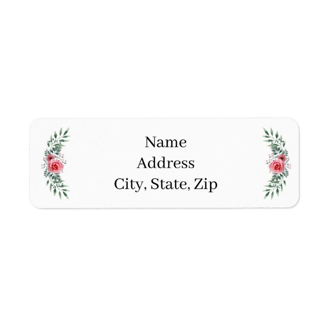 Aquarell Rosa Grüne Foliage Adresse (Vorne)