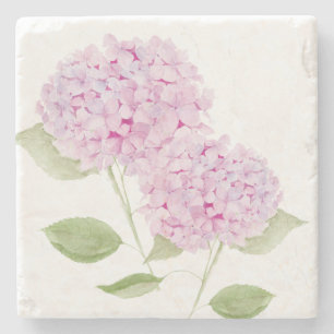 Aquarell Rosa Hortensie Steinuntersetzer