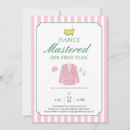 Aquarell-Rosa-Jackett-Golf-Erstgeburtstag Einladung