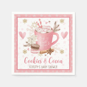 Aquarell-Rosa-Kekse und Kakao-Baby-Shower Serviette
