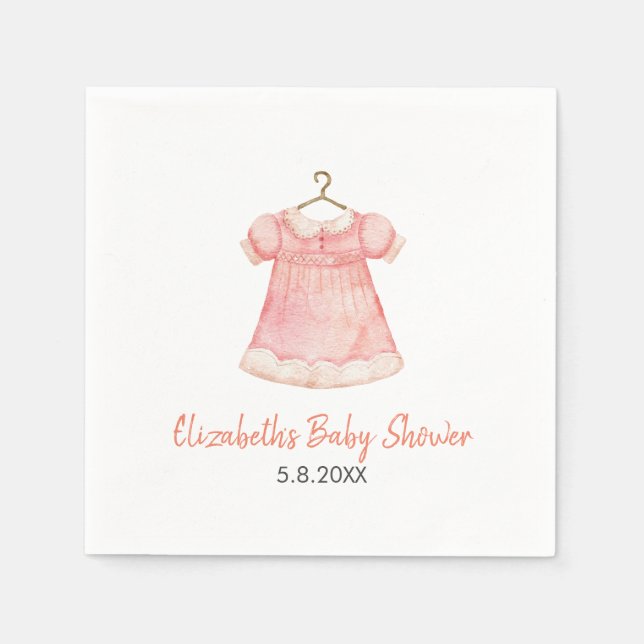 Aquarell Rosa Kleid Babydusche Papier Napkin Serviette (Vorderseite)