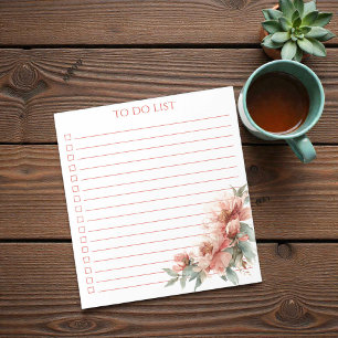 Aquarell-Rosa Korallen-Pfingstrose To-Do-Liste Mod Notizblock