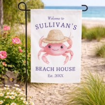 Aquarell Rosa Krabben Strandhaus Küsten Cottage