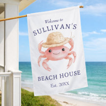 Aquarell Rosa Krabben Strandhaus Küsten Cottage