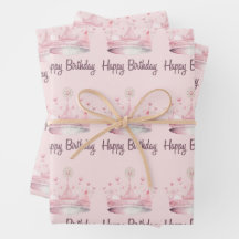 Aquarell Rosa Krone Glücklich Geburtstag