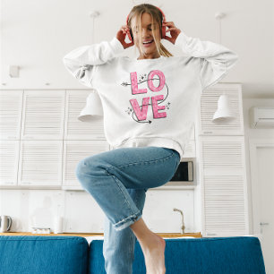 Aquarell Rosa Liebes-Lettering   Sweatshirt