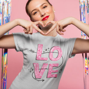 Aquarell-Rosa-Liebes-Lettering T-Shirt