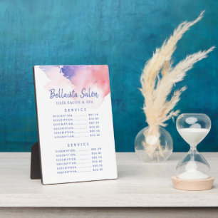 Aquarell-Rosa-Lila-Salon-Preismenuetafel Fotoplatte