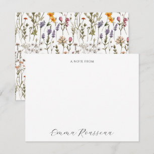 Aquarell-Rosa-Lila-Wildblumen-Schrift  Mitteilungskarte