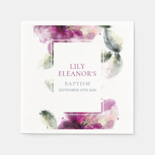 Aquarell-Rosa-Lilie-Taufe Serviette