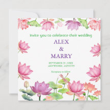 Aquarell Rosa Lotus Blumen Garten HOCHZEIT