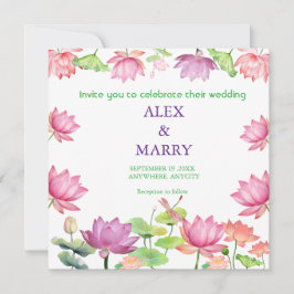 Aquarell Rosa Lotus Blumen Garten HOCHZEIT Einladung