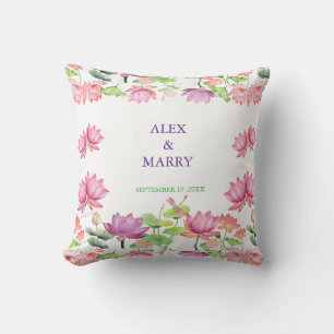 Aquarell Rosa Lotus Blumen Garten HOCHZEIT Kissen