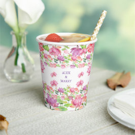 Aquarell Rosa Lotus Blumen Garten HOCHZEIT Pappbecher