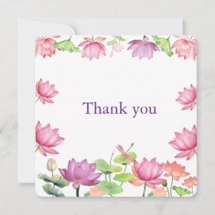 Aquarell Rosa Lotus Blumengarten 2.5 Dankeskarte
