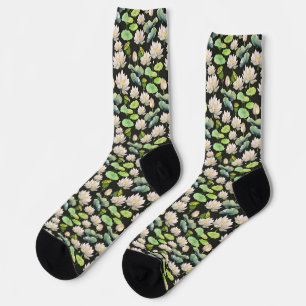 Aquarell-Rosa-Lotus-Nahtloses Muster Socken