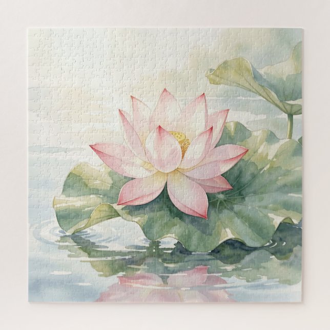 Aquarell Rosa Lotus Serenität  Puzzle (Vertikal)