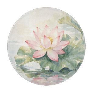 Aquarell Rosa Lotus Serenität Schneidebrett