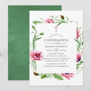 Aquarell-Rosa-Mohn-Bestätigung Einladung