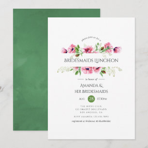 Aquarell-Rosa-Mohn-Jungfern-Lunch Einladung