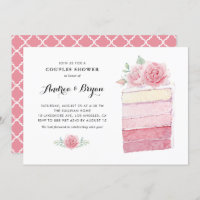 Aquarell Rosa Ombre Cake Slice Paare Dusche