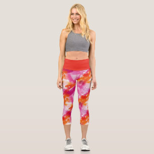 Aquarell-Rosa-Orange-Abstrakt Capri Leggings