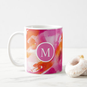 Aquarell Rosa Orange Abstrakt Kaffeetasse