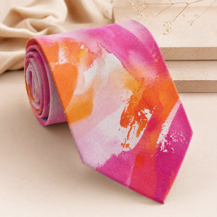 Aquarell Rosa Orange Abstrakt Krawatte