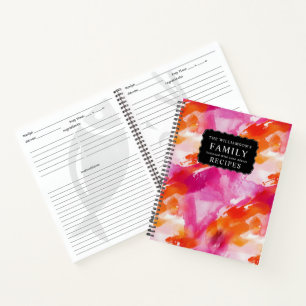 Aquarell-Rosa-Orange-Abstrakte-Rezepte Notizbuch