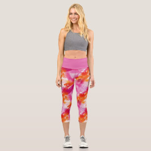 Aquarell-Rosa-Orangen-Abstrakt Capri Leggings