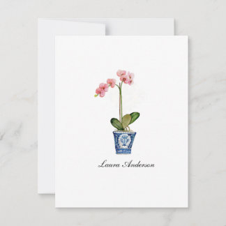 Aquarell-Rosa-Orchideen-Notizkarte Dankeskarte