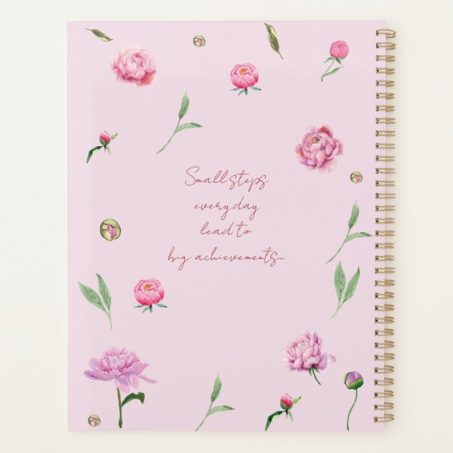 Aquarell-Rosa-Pfingstrose-Blumen Planer (Rückseite)