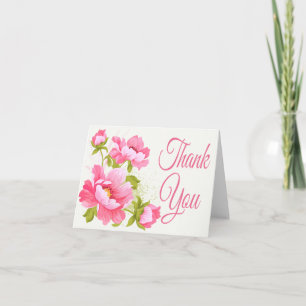 Aquarell Rosa Pfingstrose Floral Dankeschön Hochze Dankeskarte