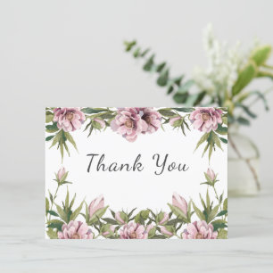 Aquarell-Rosa Pfingstrose, Grünzeug Hochzeit Danke Karte
