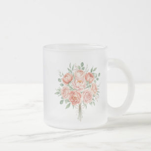 Aquarell-Rosa Pfingstrose- und Rosen-Blumen-Kaffee Mattglastasse
