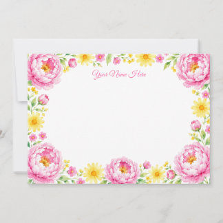 Aquarell-Rosa-Pfingstrosen-Botanik-Notizkarten Dankeskarte