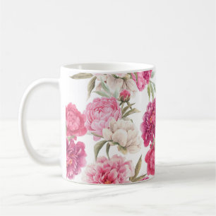 Aquarell-Rosa Pfingstrosen: Florale Eleganz Kaffeetasse