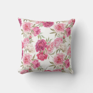 Aquarell-Rosa Pfingstrosen: Florale Eleganz Kissen