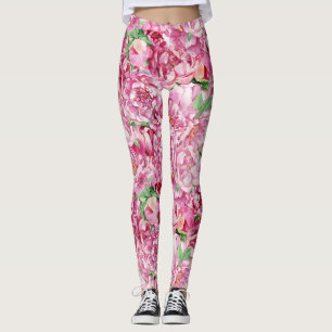 Aquarell-rosa Pfingstrosen Leggings