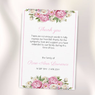 Aquarell-Rosa-Pfingstrosen-Weiße-Rosen-Florales-Be Dankeskarte