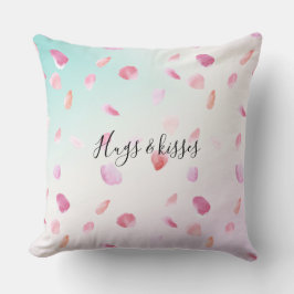 Aquarell Rosa Pfirsichfarben Rose Petals Minze Omb Kissen